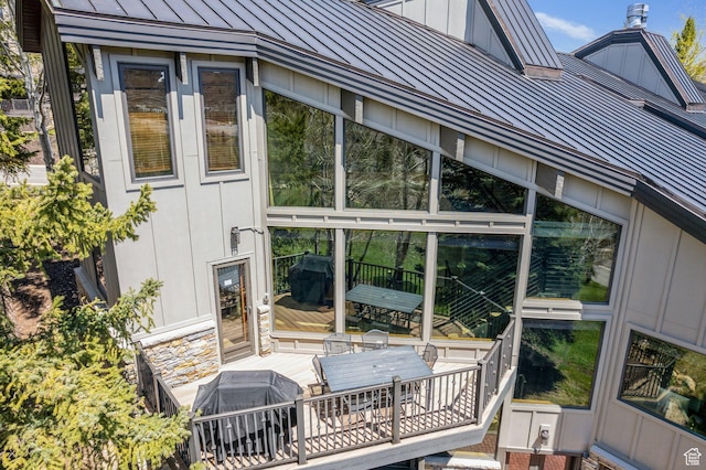 1386 Pinnacle Dr Unit 82, Park City, UT 84060 - view of side of home featuring a standing seam roof, a metal roof, and a deck