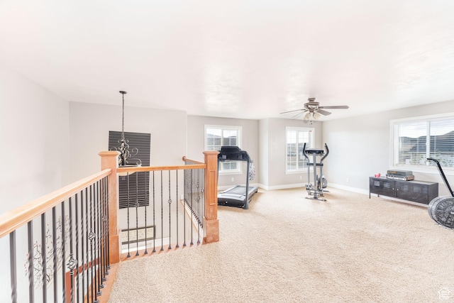 4231 W 650 N, Vernal, UT 84078 - exercise room with carpet floors, baseboards, and ceiling fan