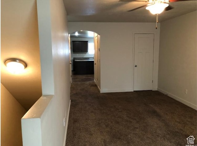 204 N 750 E, Vineyard, UT 84059 - interior space with carpet floors, arched walkways, a ceiling fan, and baseboards