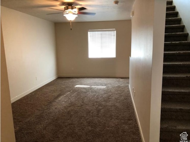 204 N 750 E, Vineyard, UT 84059 - carpeted empty room featuring baseboards, ceiling fan, and stairs