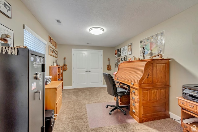 1155 S 2880 E, Spanish Fork, UT 84660 - home office featuring a textured ceiling, light colored carpet, baseboards, and visible vents