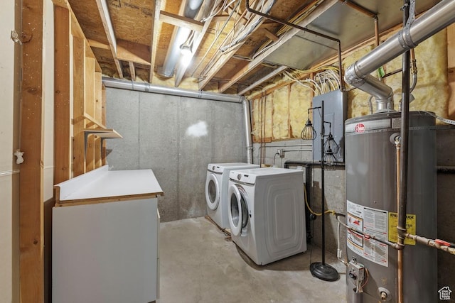 10046 N Sage Rd W, Cedar Hills, UT 84062 - clothes washing area with laundry area, washer and clothes dryer, and water heater