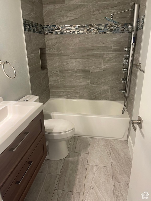 1206 E Waterside Cv Unit 21, Cottonwood Heights, UT 84047 - full bath featuring toilet, shower / bathing tub combination, marble finish floor, and vanity
