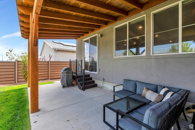 6294 W 7830 S, West Jordan, UT 84081 - view of patio with fence, outdoor lounge area, and a grill