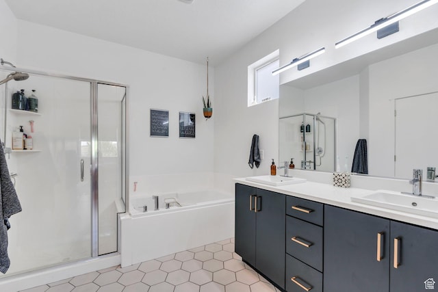 6294 W 7830 S, West Jordan, UT 84081 - full bath with a sink, double vanity, a shower stall, and a garden tub