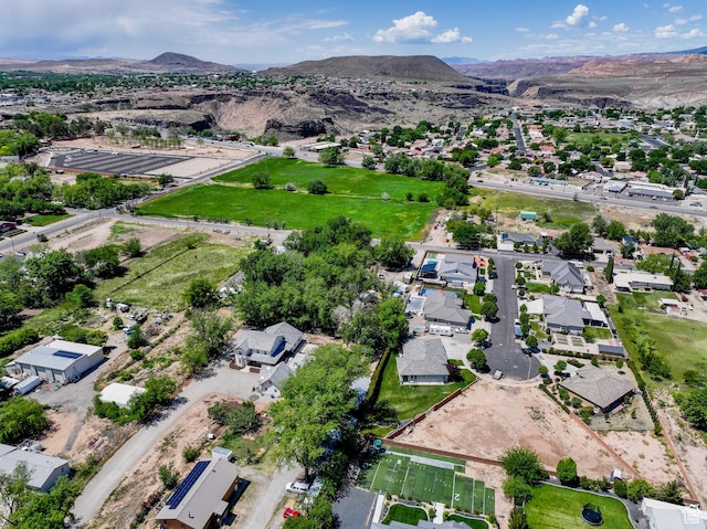 bird's eye view with a residential view and a mountain view