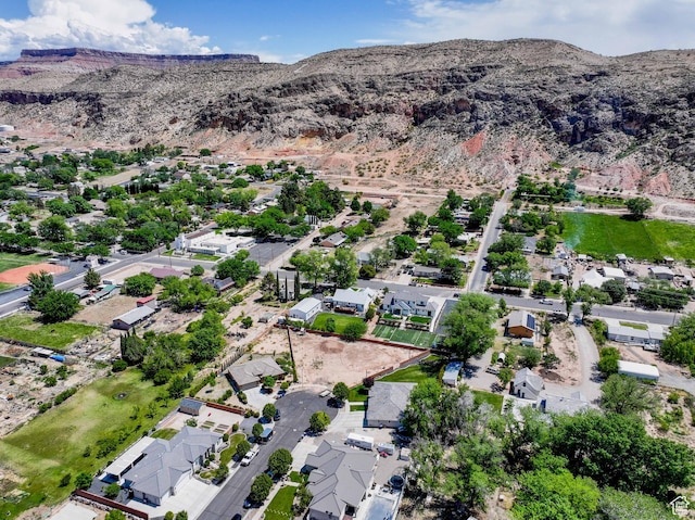 drone / aerial view with a mountain view and a residential view