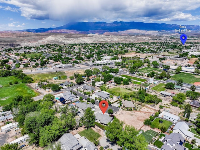 aerial view with a mountain view