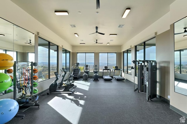 1490 N Daylight St Unit 94, Washington, UT 84780 - exercise room featuring baseboards, ceiling fan, and a wealth of natural light