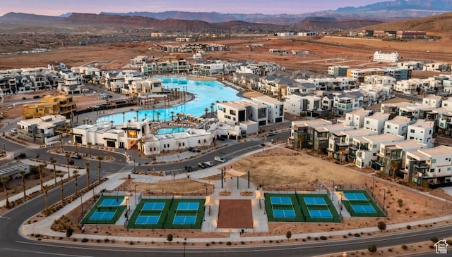 aerial view with a mountain view