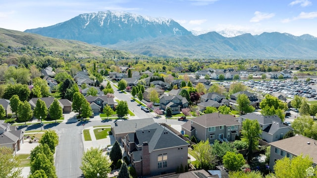 aerial view with a residential view and a mountain view