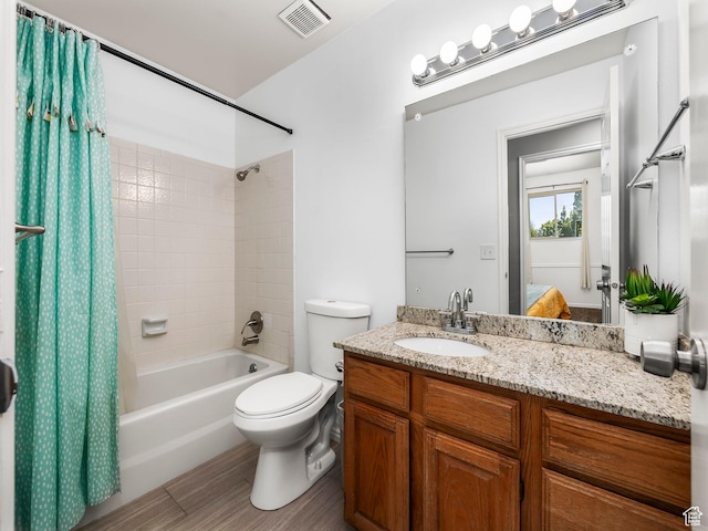 7123 S Watermill Way, Cottonwood Heights, UT 84121 - full bath featuring vanity, toilet, shower / bathtub combination with curtain, and visible vents