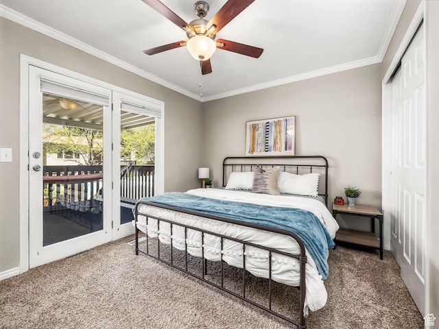 7123 S Watermill Way, Cottonwood Heights, UT 84121 - bedroom featuring crown molding, carpet flooring, and access to exterior