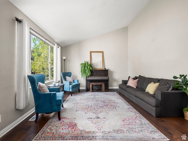 7123 S Watermill Way, Cottonwood Heights, UT 84121 - living area with wood finished floors, baseboards, and lofted ceiling