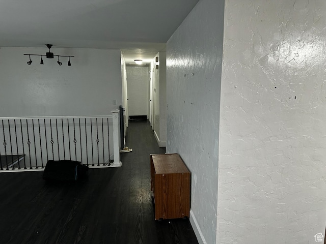 5160 S 200 E, Washington Terrace, UT 84405 - corridor with a textured wall, wood finished floors, baseboards, and an upstairs landing