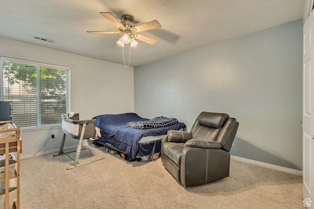 290 N 500 W Unit 108, Bountiful, UT 84010 - carpeted bedroom featuring a ceiling fan, baseboards, and visible vents