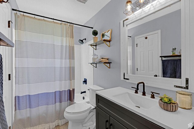 706 E 425 S, Ogden, UT 84404 - bathroom with vanity, shower / bath combo, toilet, and visible vents