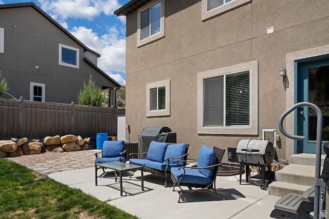 4126 E Cherokee, Eagle Mountain, UT 84005 - view of patio featuring an outdoor living space and fence
