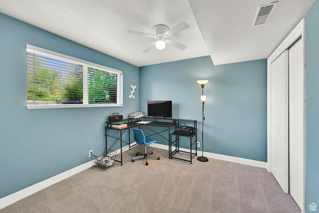 507 N 200 W, Brigham City, UT 84302 - office space featuring carpet flooring, ceiling fan, visible vents, and baseboards