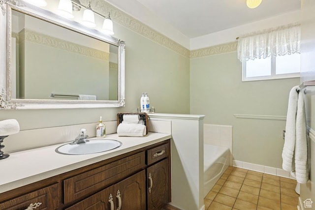 344 E 900 N, Pleasant Grove, UT 84062 - full bath with vanity, a garden tub, baseboards, and tile patterned floors