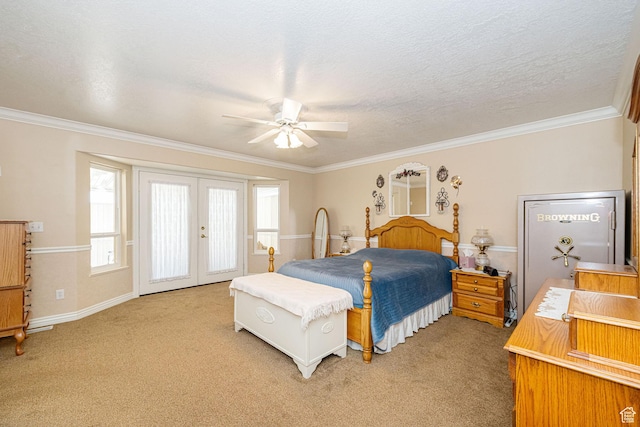 2983 W 2600 N, Plain City, UT 84404 - bedroom with french doors, ornamental molding, light colored carpet, and access to exterior