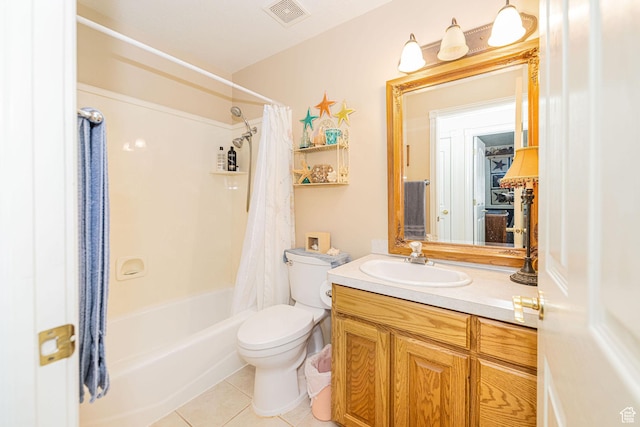 2983 W 2600 N, Plain City, UT 84404 - full bath with visible vents, tile patterned flooring, vanity, toilet, and shower / tub combo with curtain