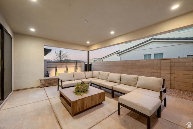 733 W Juniper Hill Dr, St George, UT 84790 - view of patio / terrace featuring outdoor lounge area and a fenced backyard