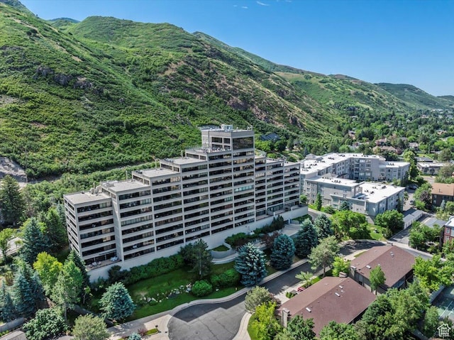 aerial view with a mountain view