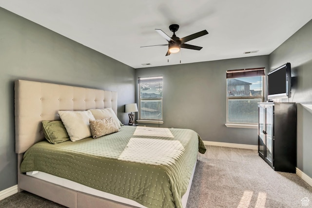8983 N Barton Creek Dr, Eagle Mountain, UT 84005 - bedroom with baseboards, ceiling fan, carpet, and visible vents