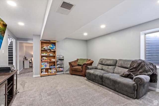 320 E Clark St, Grantsville, UT 84029 - living room with visible vents, recessed lighting, carpet, and baseboards