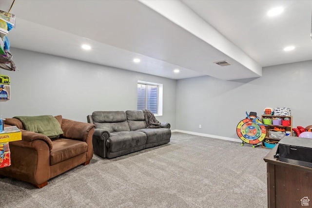 320 E Clark St, Grantsville, UT 84029 - living area with recessed lighting, baseboards, visible vents, and carpet
