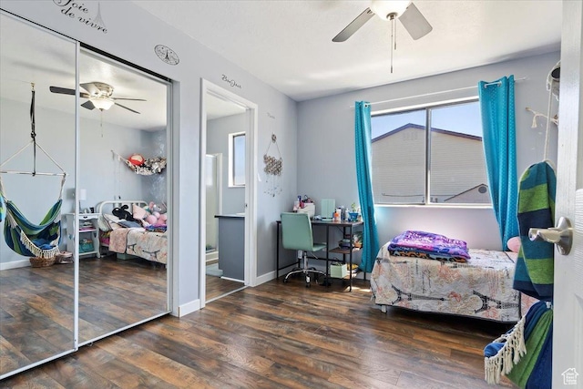 320 E Clark St, Grantsville, UT 84029 - bedroom with a ceiling fan, baseboards, and wood finished floors