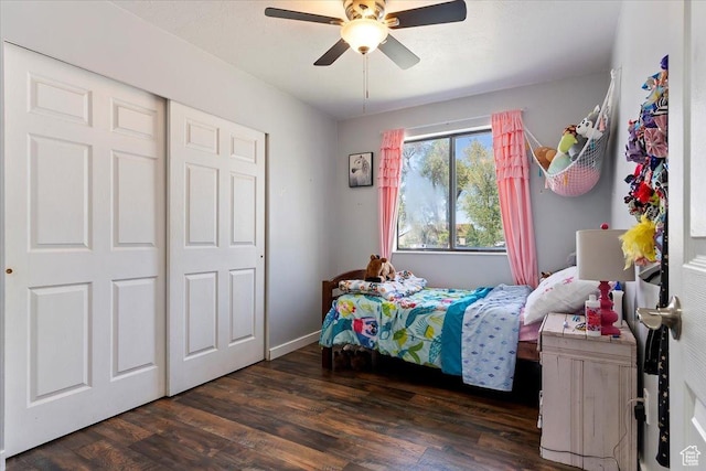 320 E Clark St, Grantsville, UT 84029 - bedroom featuring ceiling fan and dark wood-type flooring