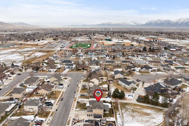 aerial view with a residential view and a mountain view