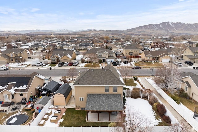 aerial view with a residential view and a mountain view