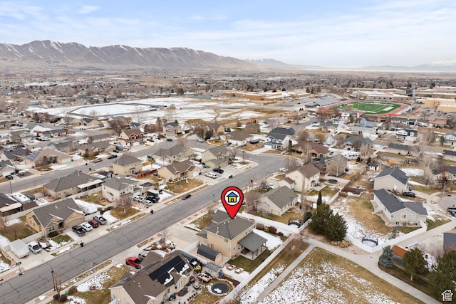 bird's eye view with a mountain view and a residential view