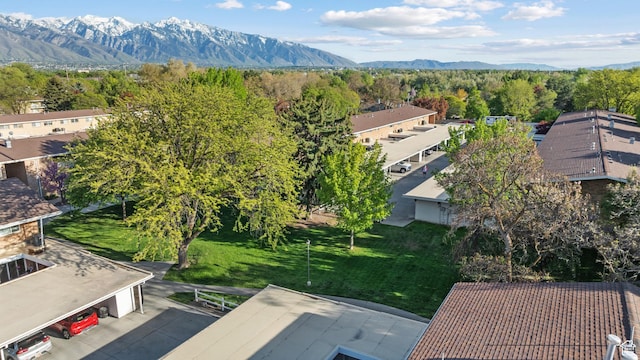 aerial view with a mountain view