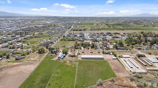 bird's eye view with a mountain view