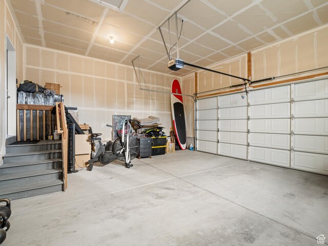 garage with a garage door opener
