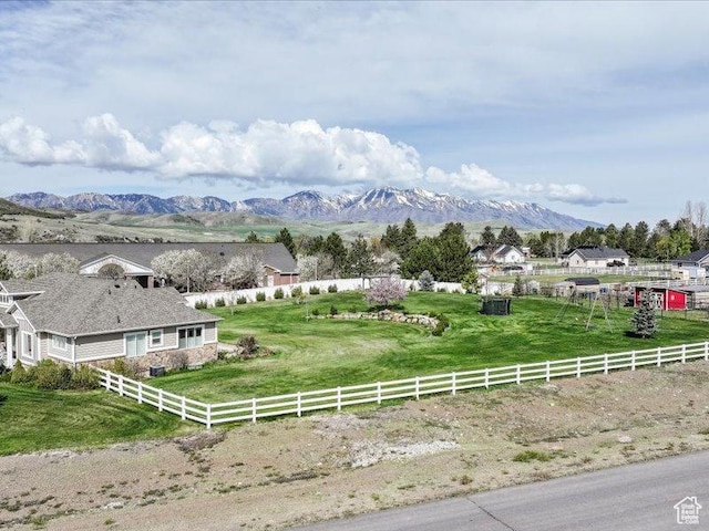 view of mountain feature featuring a rural view