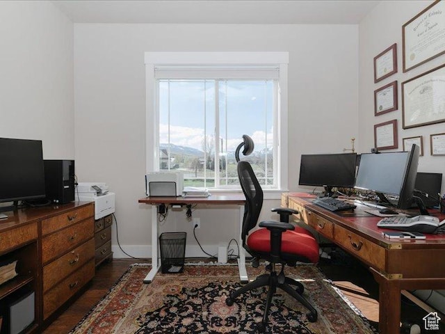 office space featuring wood finished floors
