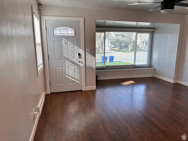 953 E 24th St, Ogden, UT 84401 - entryway featuring ceiling fan, dark wood-style flooring, baseboards, and plenty of natural light