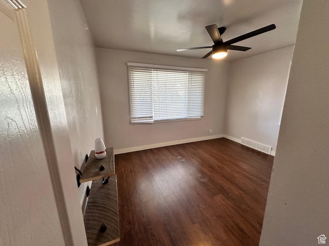 953 E 24th St, Ogden, UT 84401 - spare room with ceiling fan, baseboards, dark wood-type flooring, and visible vents