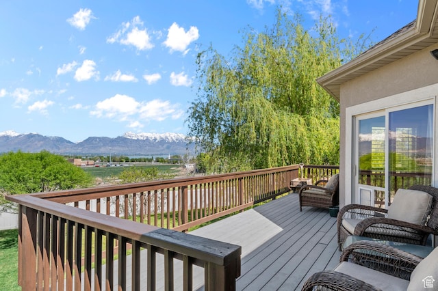 294 W Farmside Dr S, Saratoga Springs, UT 84045 - wooden terrace with a mountain view