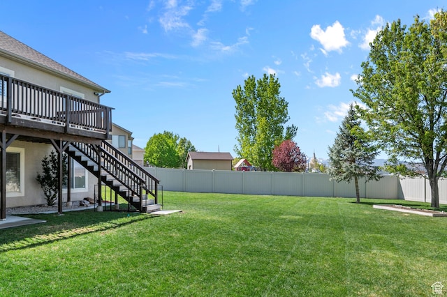 294 W Farmside Dr S, Saratoga Springs, UT 84045 - view of yard featuring a deck and stairs