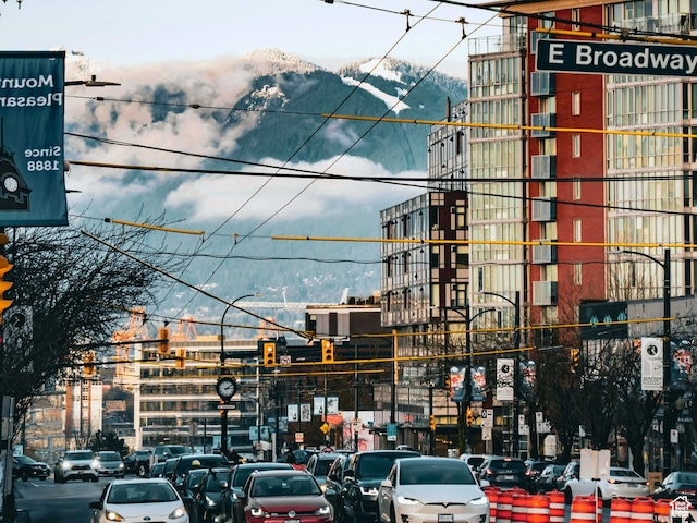 exterior space featuring a mountain view