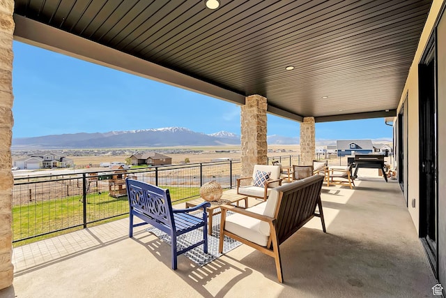 6433 N Glenmar Way, Eagle Mountain, UT 84005 - view of patio with a mountain view and an outdoor hangout area