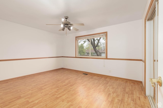 5550 Westside Dr, Kearns, UT 84118 - empty room featuring baseboards, light wood-style flooring, and ceiling fan
