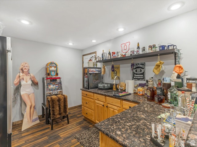 6439 S 1940 E, Murray, UT 84121 - bar with a sink, a bar, recessed lighting, and dark wood-style flooring