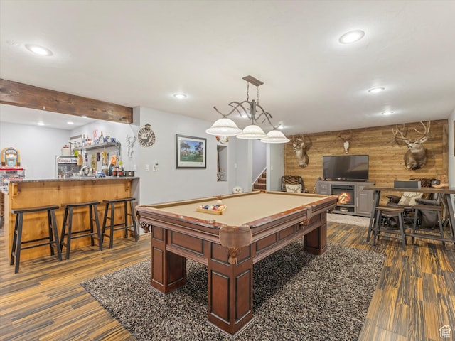 6439 S 1940 E, Murray, UT 84121 - game room featuring recessed lighting, a dry bar, billiards, and dark wood-style floors